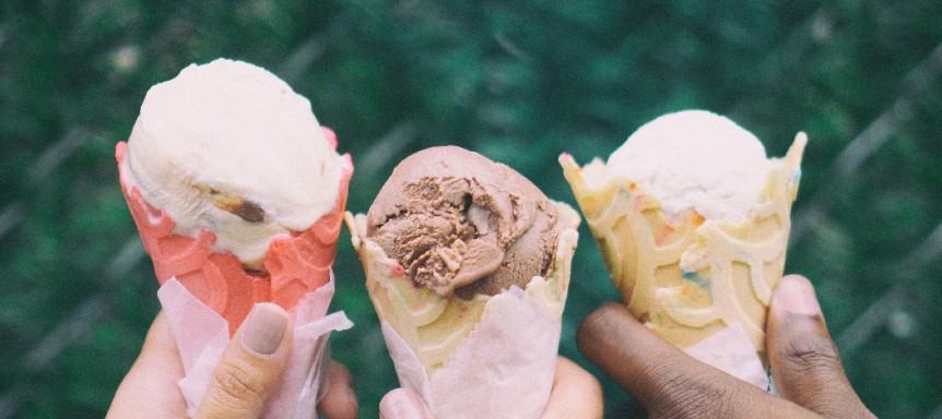 ice cream cones chocolate and vanilla