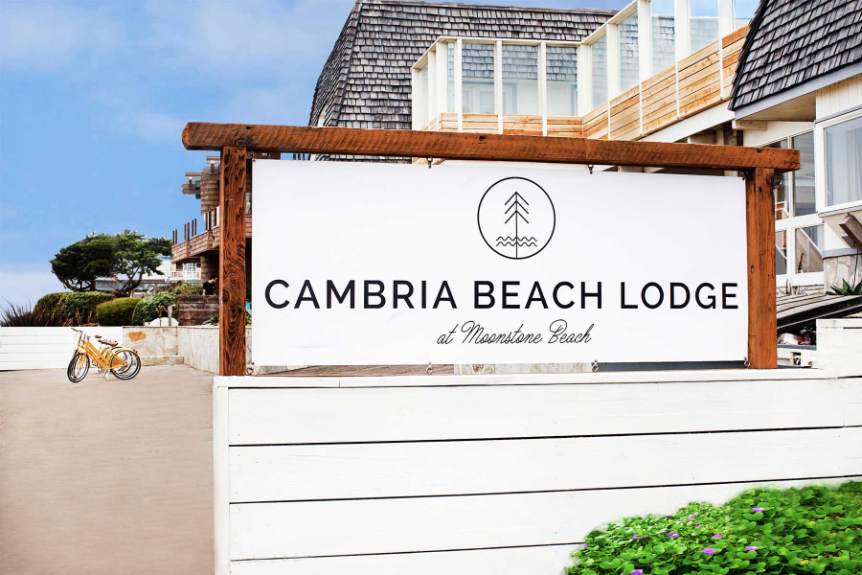 cambria beach lodge hotel sign