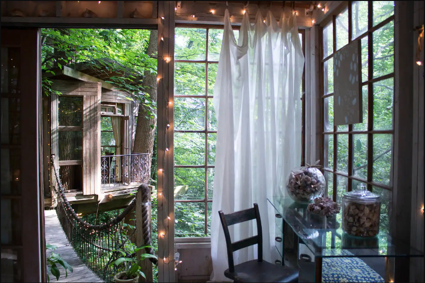 The Secluded Intown Treehouse interior and view